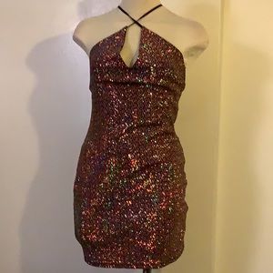 A multi colored mini dress